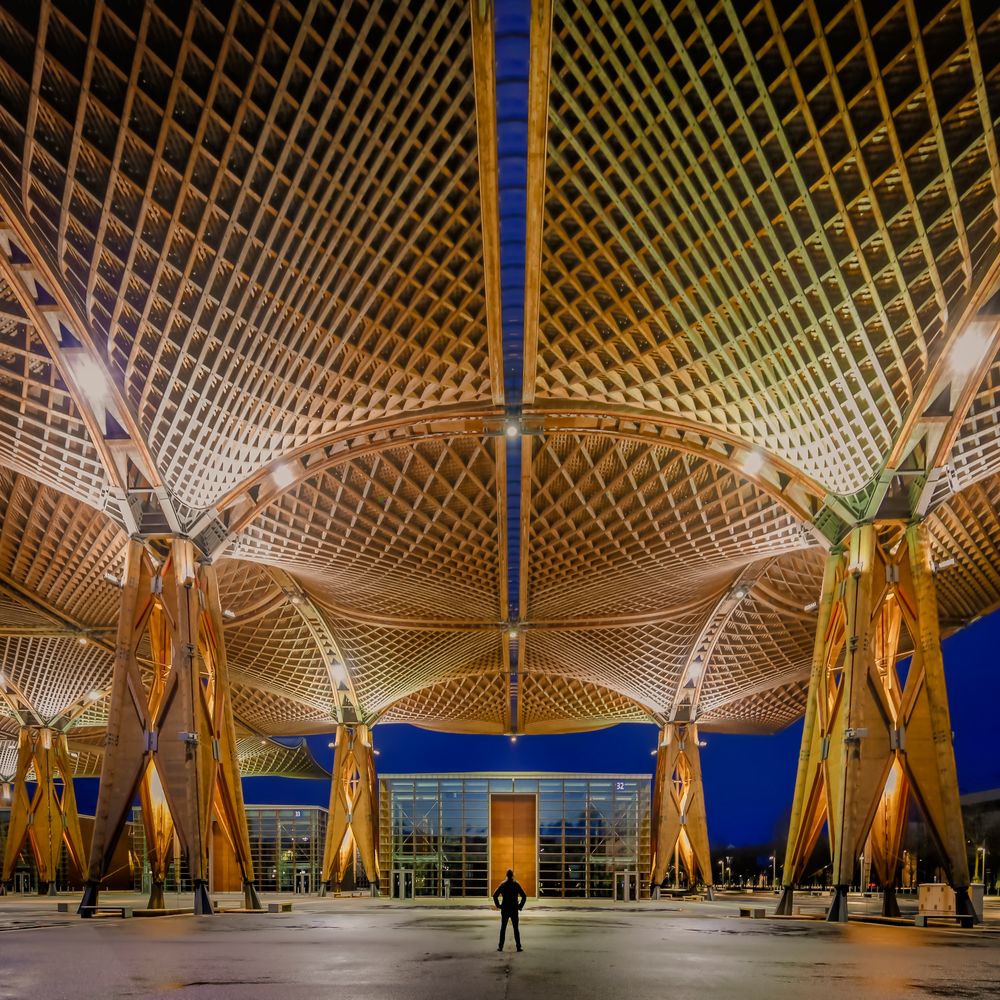 Blick auf das größte freistehende Holzdach der Welt von Volker Eggers