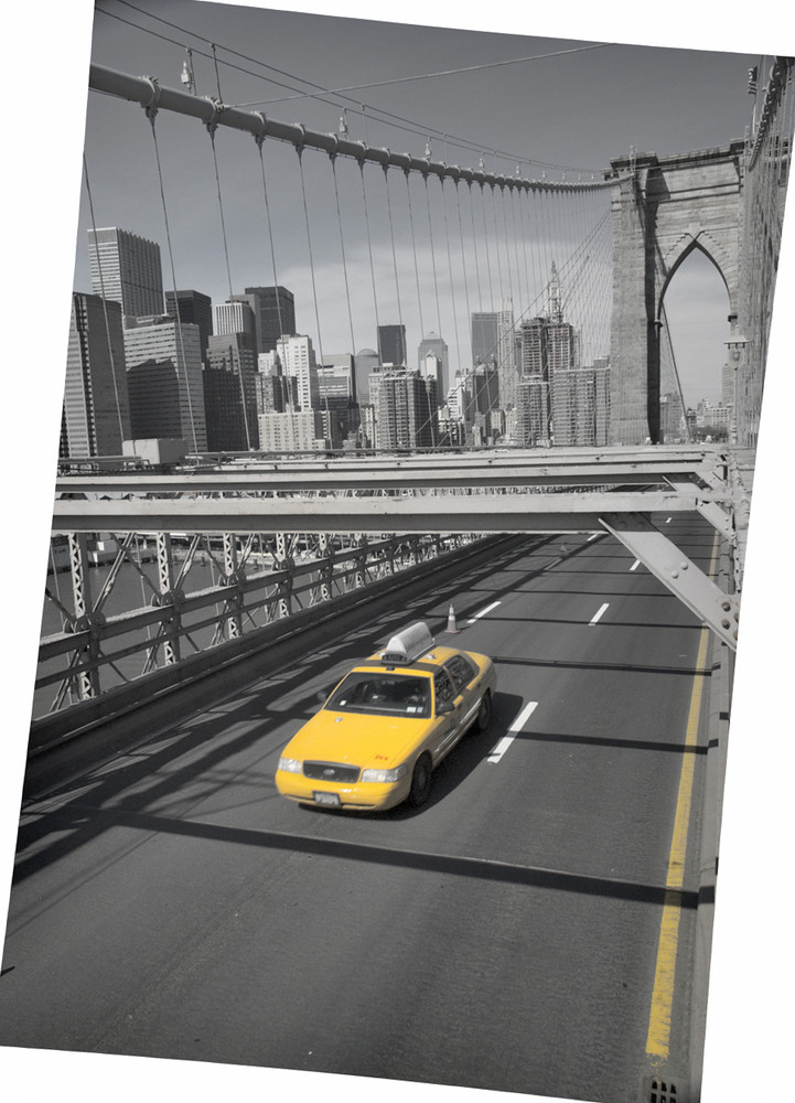 Cab on Brooklyn Bridge