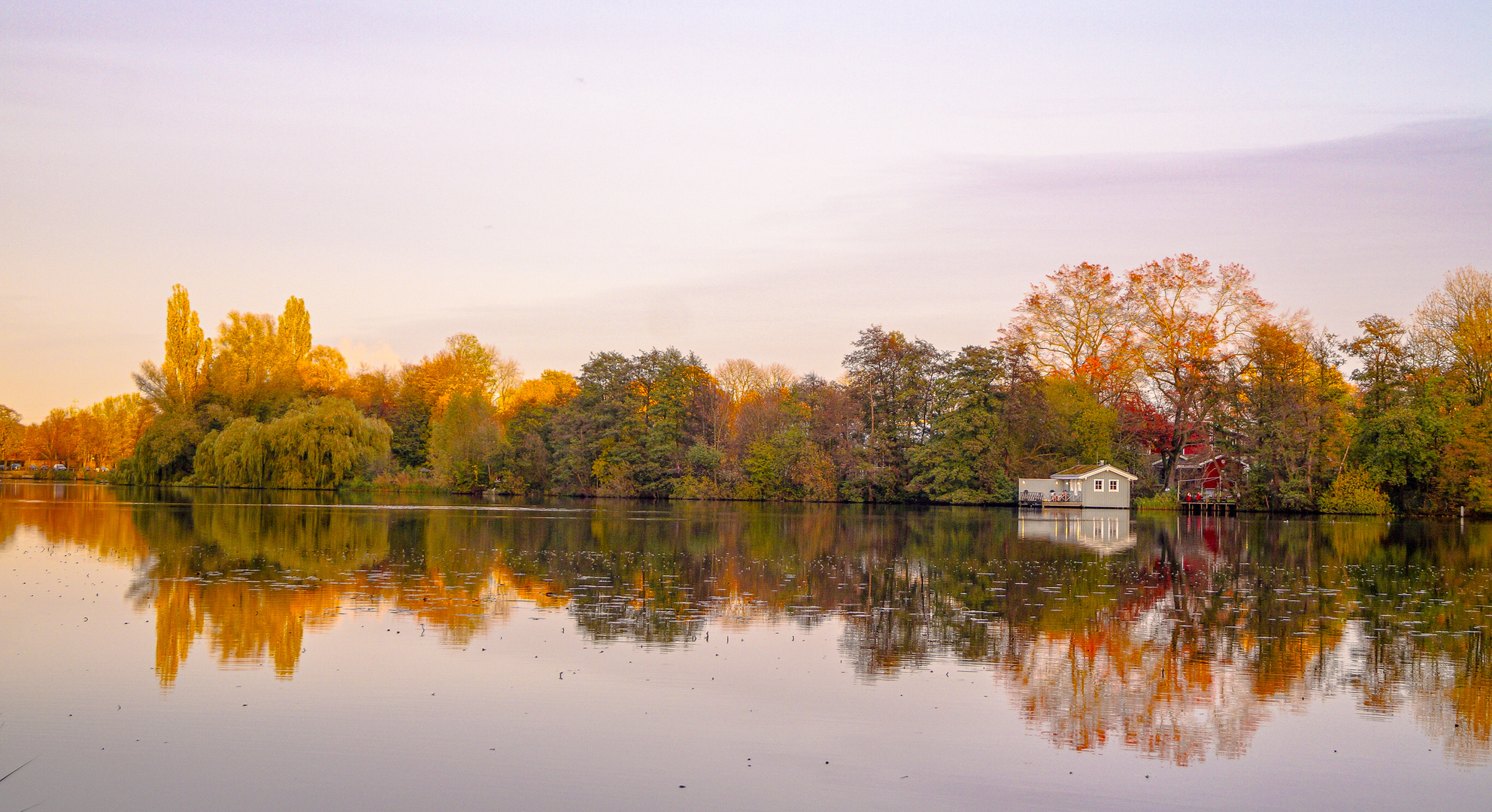 Cabin by the lake mirrored