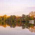 Cabin by the lake mirrored