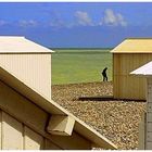 Cabines de plage sur la côte normande