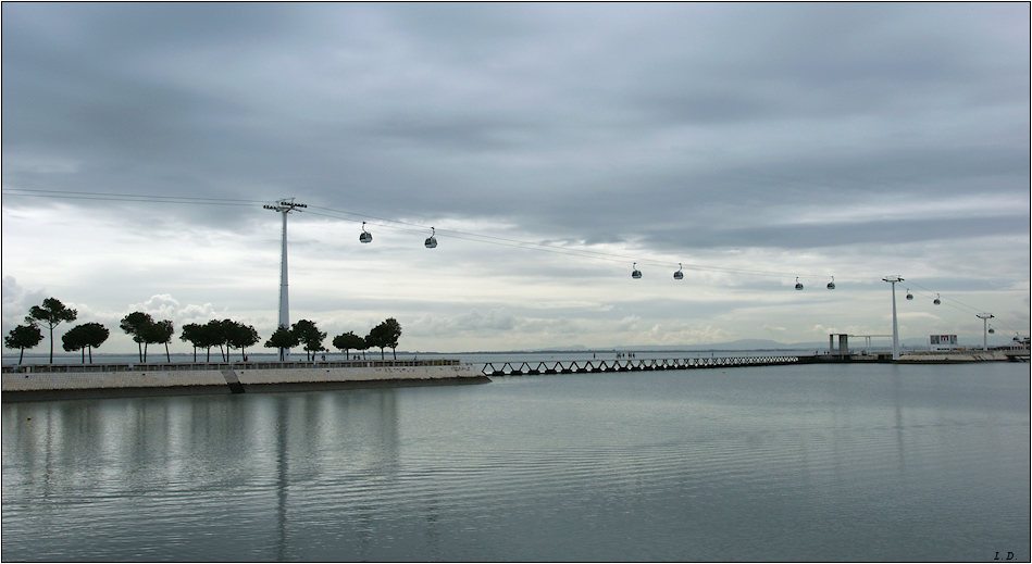 Cable-way on the river-side