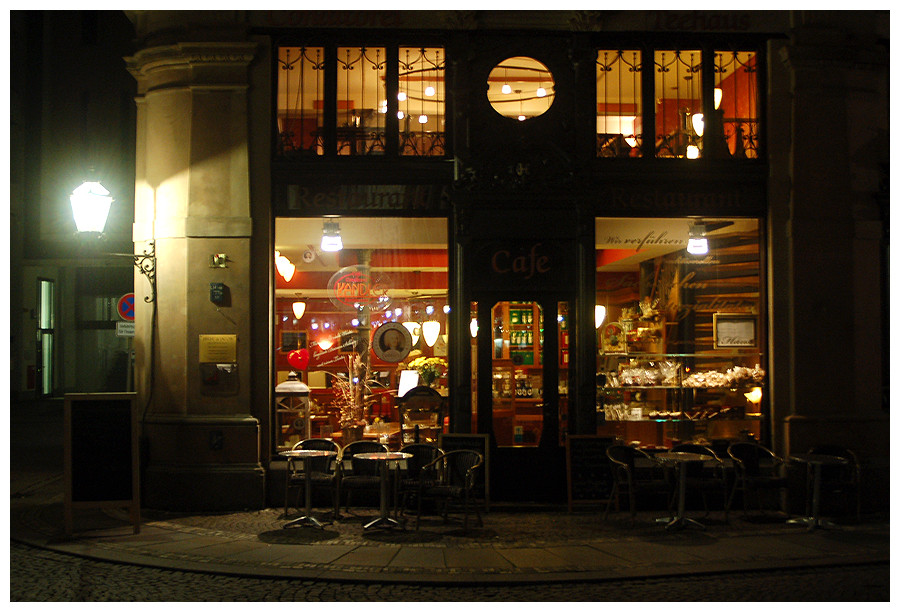 Café Kandler bei Nacht (Leipzig)