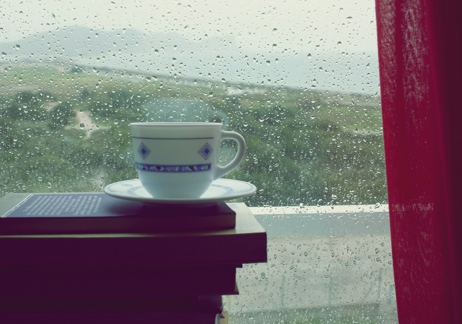 Café, literatura y lluvia.
