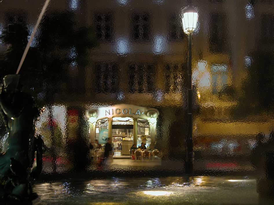 Cafe Nicola- Lisbon- Rossio- "under rainy glas"