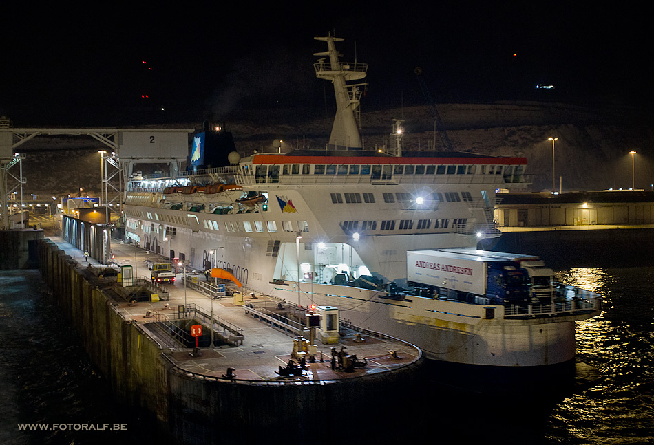 Calais in Dover by night