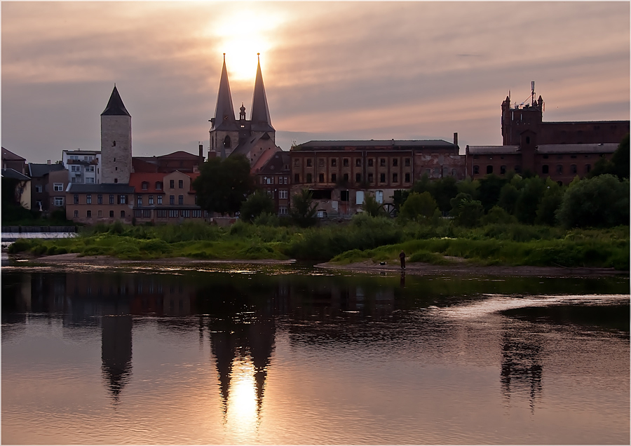 Calbe (Saale), Sonnenuntergang