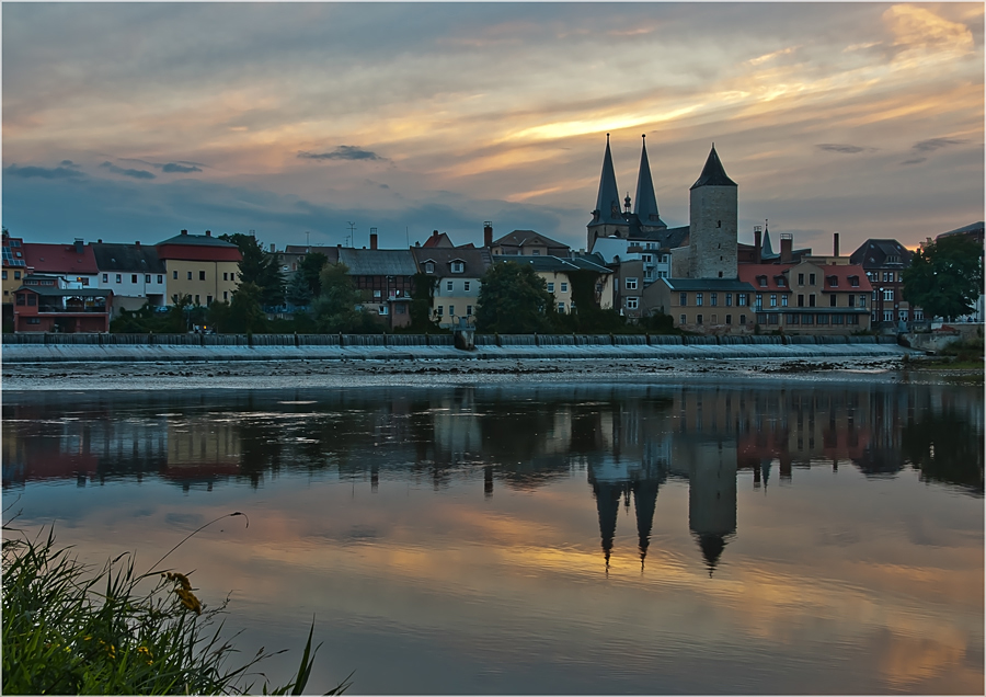 Calbe (Saale) z. Zt. des Sonnenuntergangs