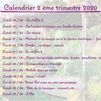 calendrier 2 ème trimestre 2020