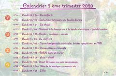 calendrier 2 ème trimestre 2020