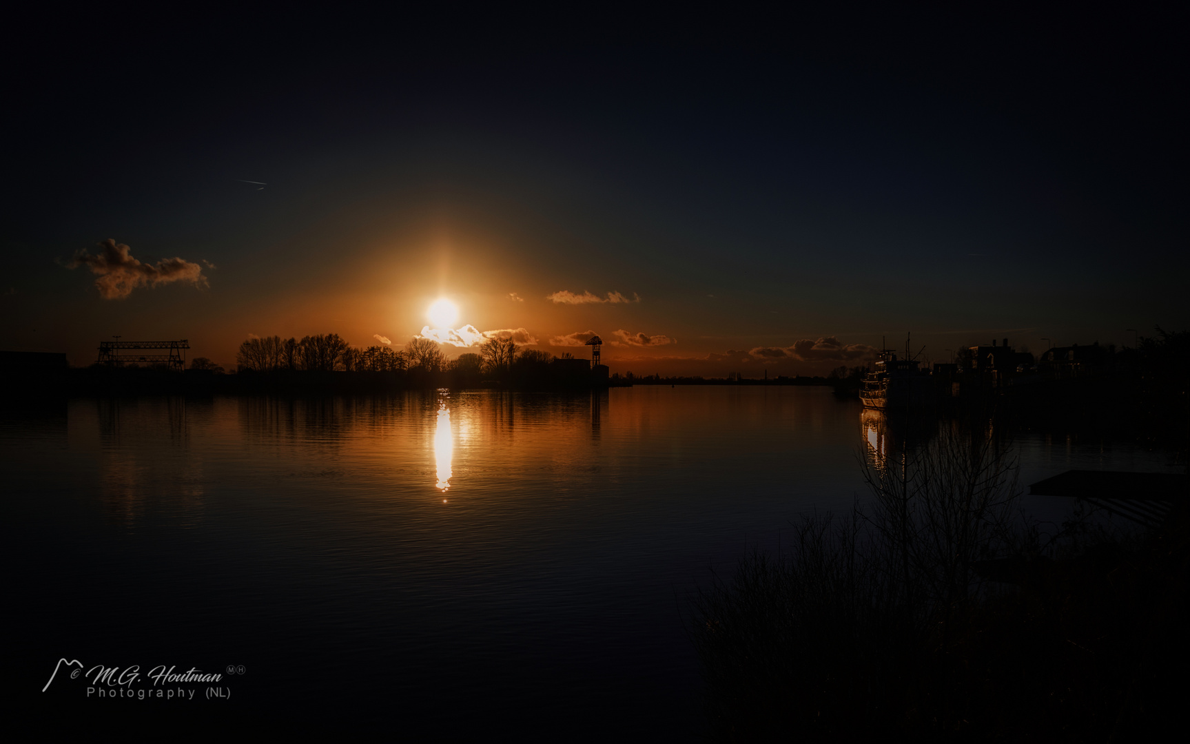 Calm after a sunny day by the river