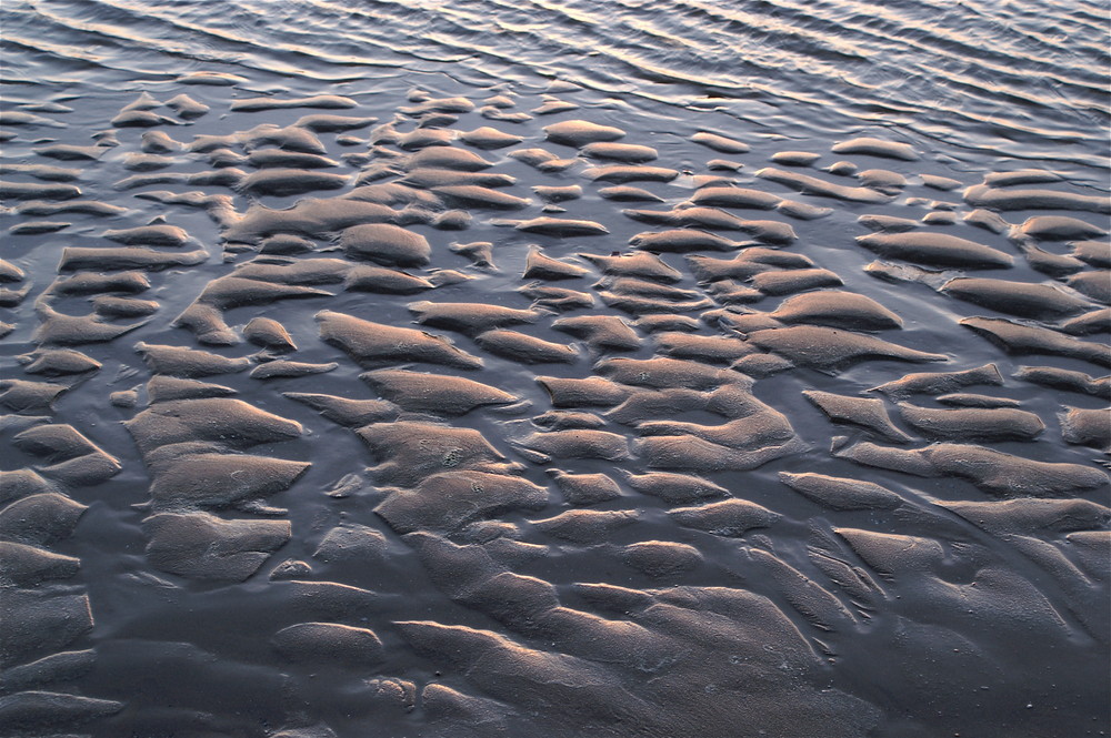 calm seashore at night