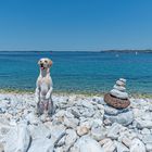 Camaret-sur-Mer Finn sitzt zwischen Steintürmchen