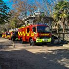 Camiones de los bomberos compostelanos.