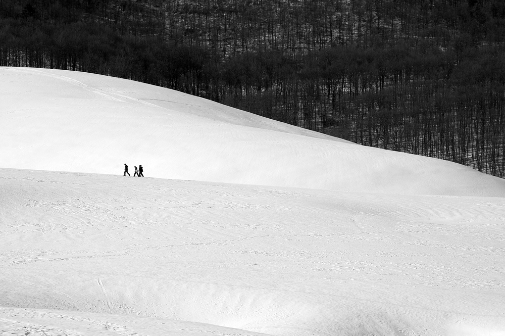 camminando su onde di neve