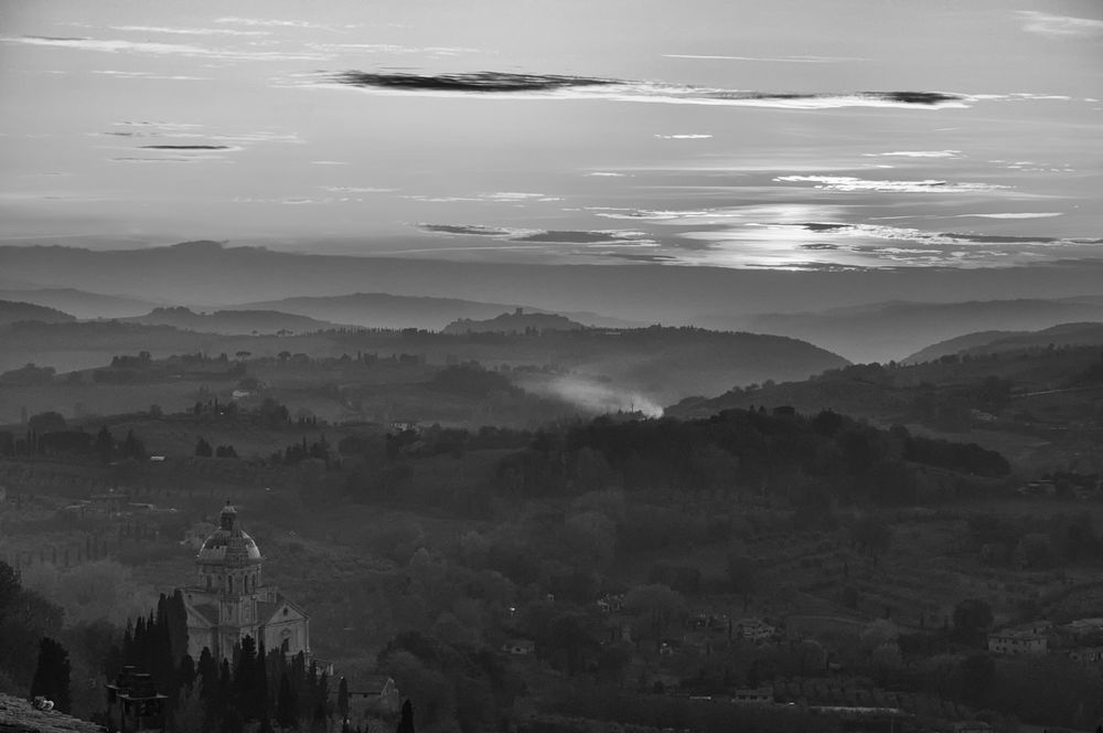 Campagna toscana al tramonto