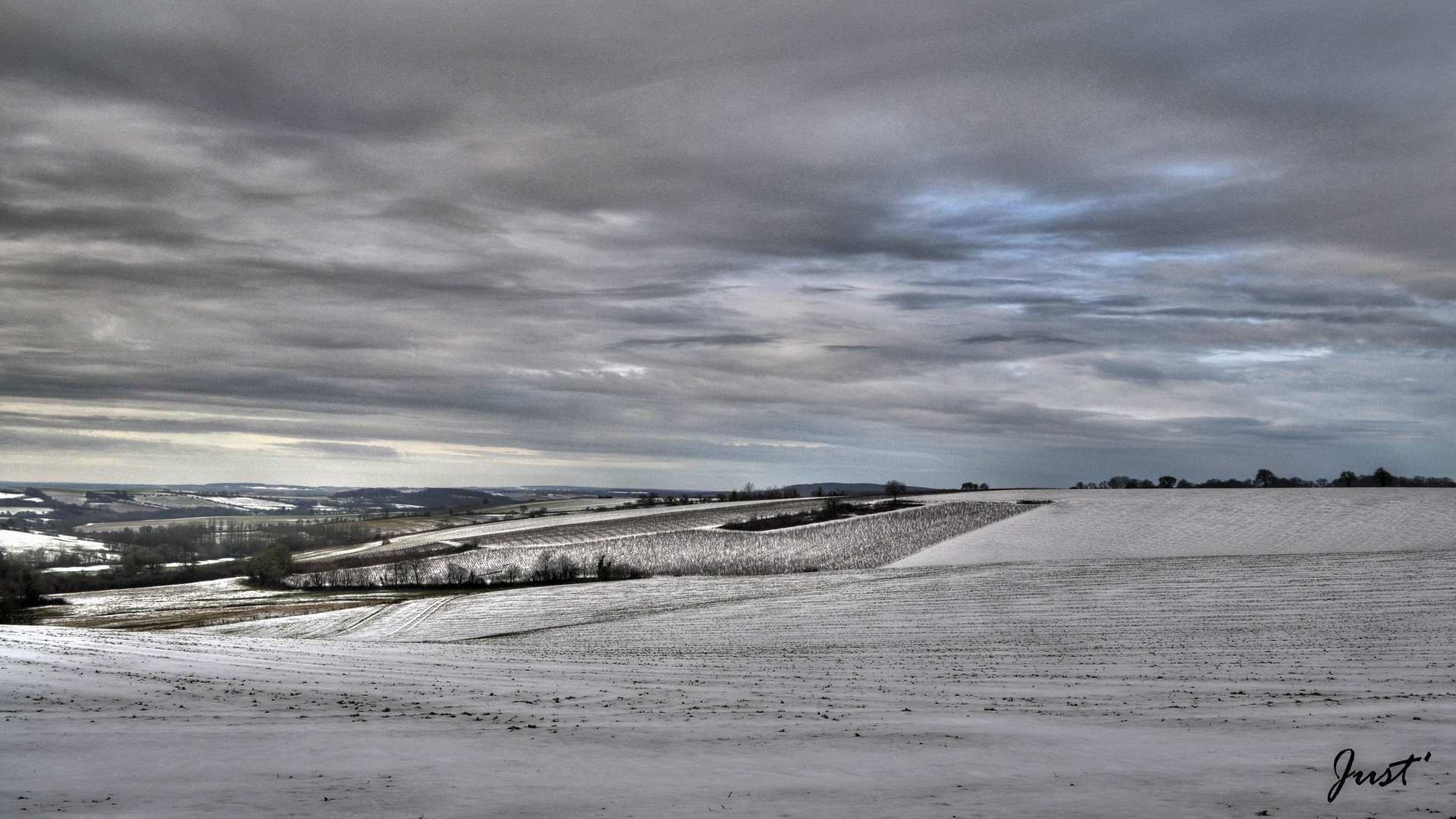 Campagne berrichone sous la neige