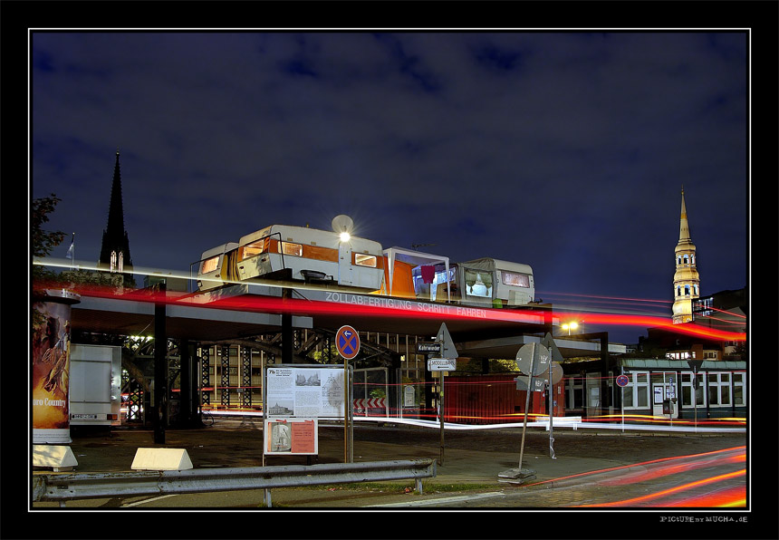 Camper in der Speicherstadt.