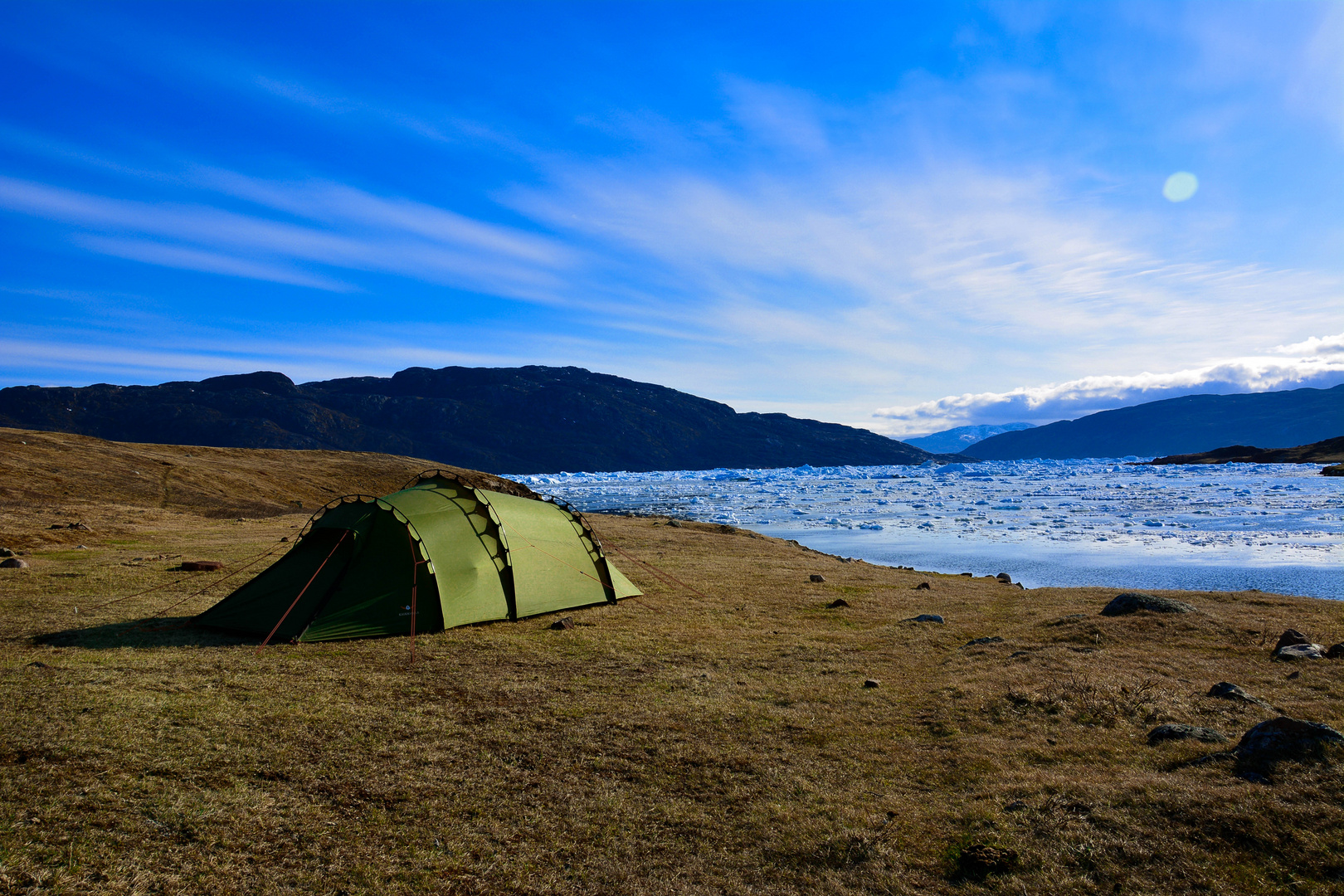 Camping by a icy sea