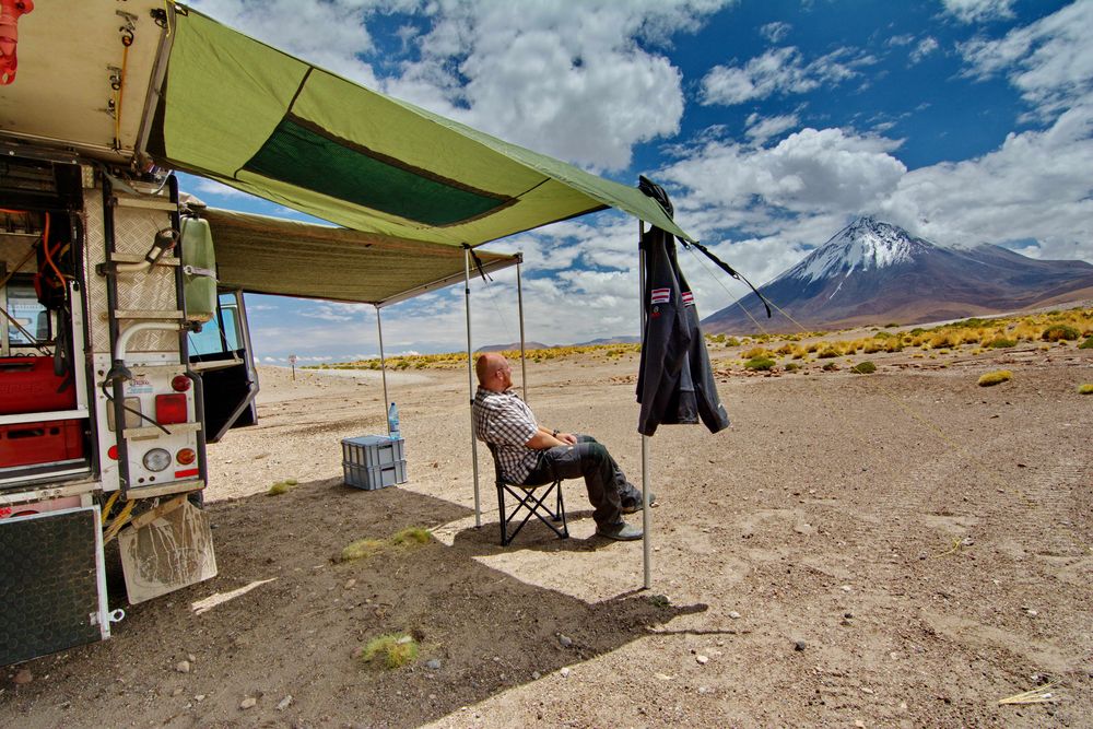 Camping mit Blick auf den Vulcan Licancabur