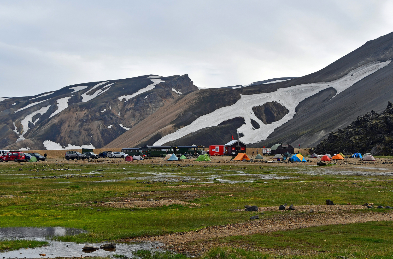 Campingplatz in Landmannalaugar im Südwesten Islands