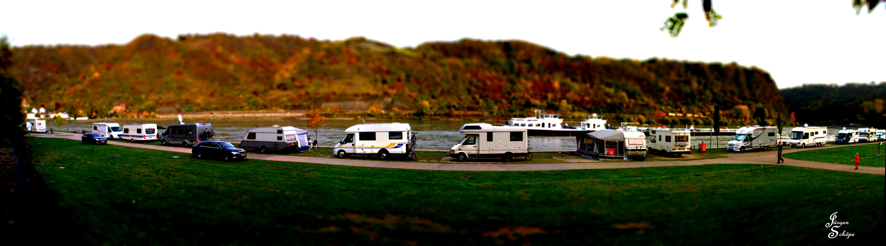 Campingplatz Loreley Blick Tilt shift fake