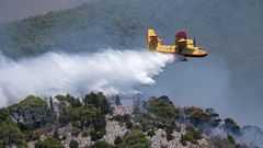 "Canadair" Löschflugzeug bei der Arbeit