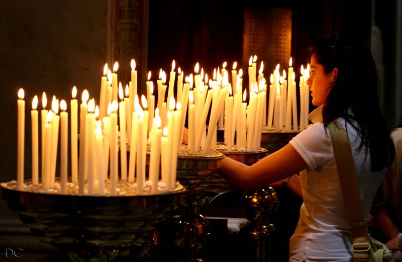 Candles at Santa Maria in Trastevere