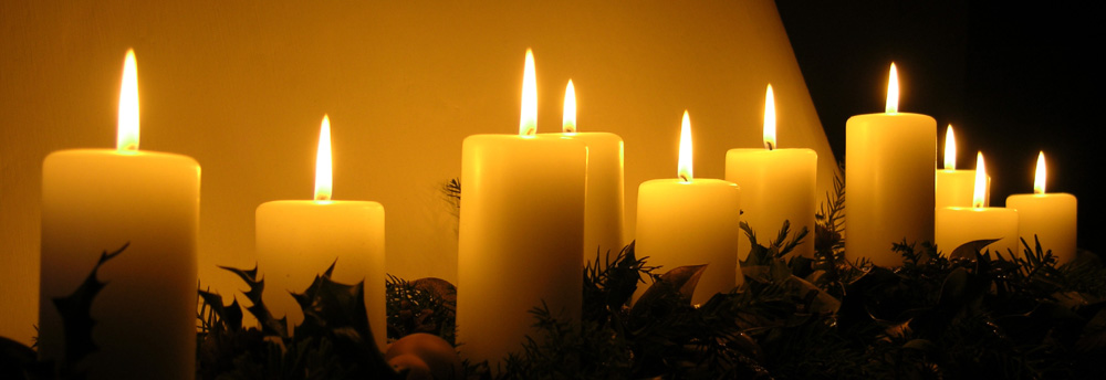 Candles at the tiled stove