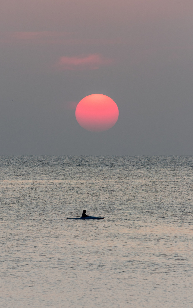 Canoe at sunset 