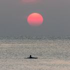 Canoe at sunset 