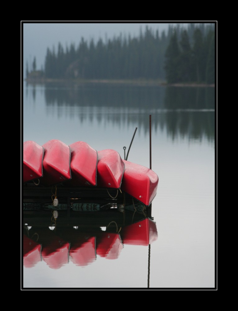 Canoes at Maligne Lake, Jasper N.P.