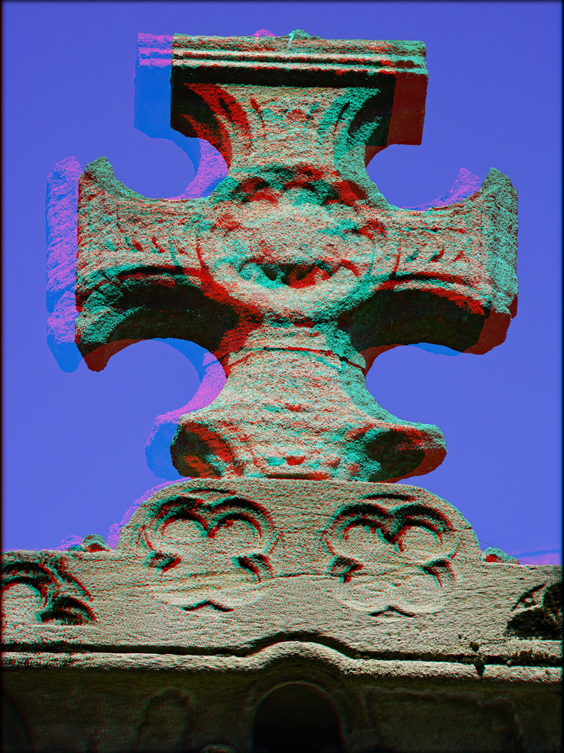 Canterbury keltisches Kreuz (3D-Anaglyphe)