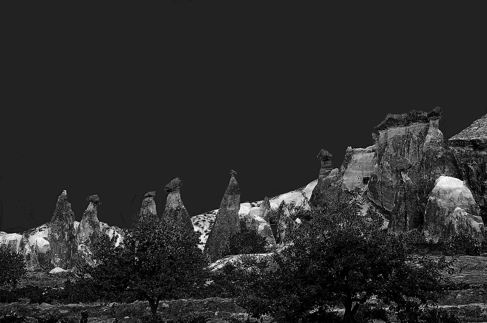 Cappadocia notturna b&n