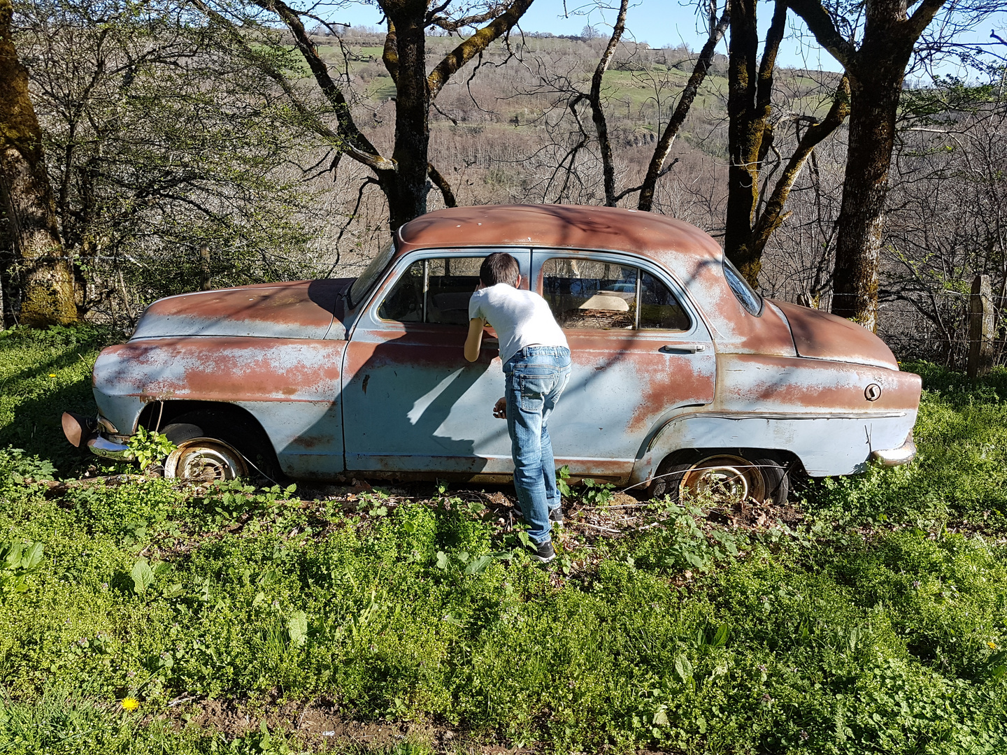 Carcasse de vieille voiture