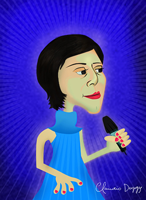 Caricatura Fernanda Takai -Claudio Doggy - Santa Felicidade - Curitiba - pr -photoshop - dibujo