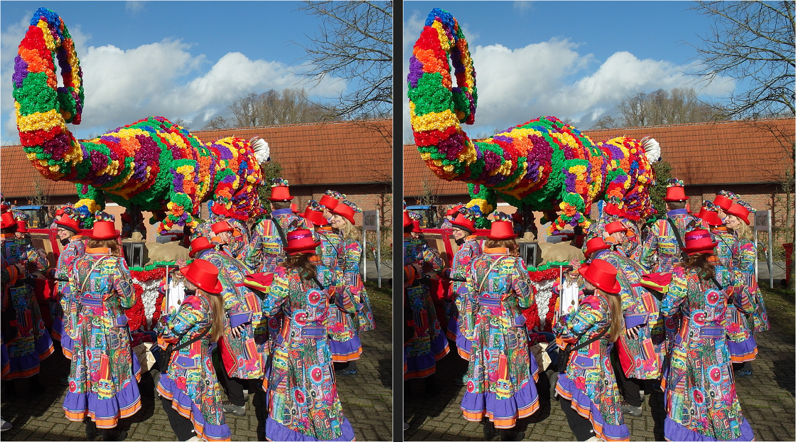 Carneval in Damme (3D Kreuzblick)