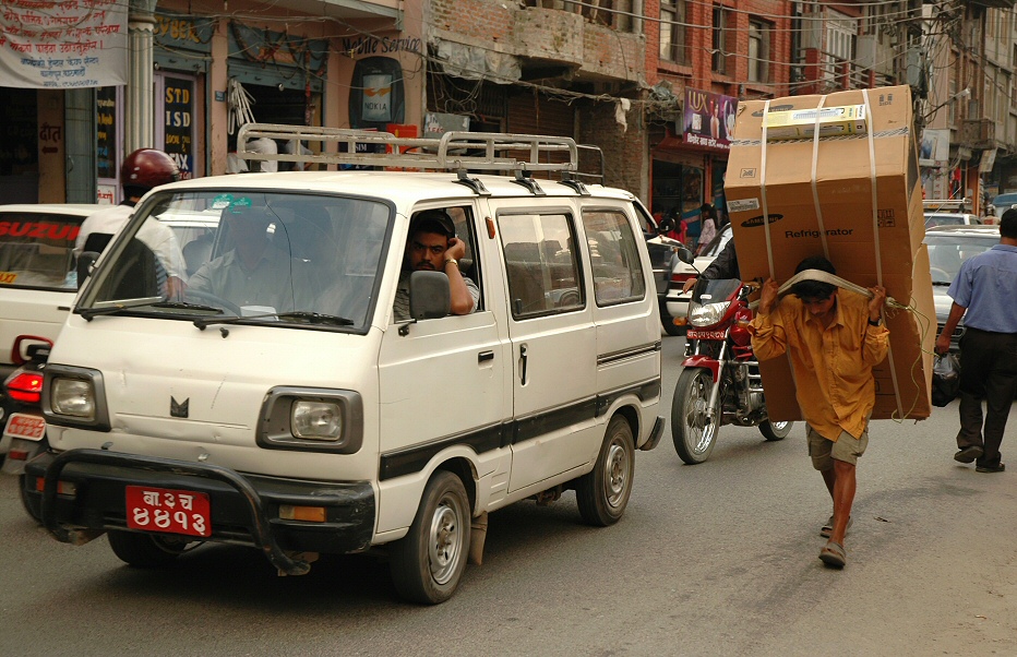 carrying a fridge