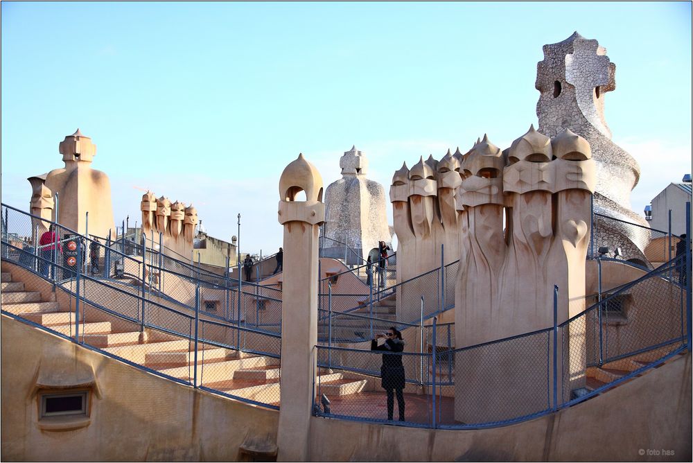 Casa Pedrera von Gaudi, auf dem Dach.