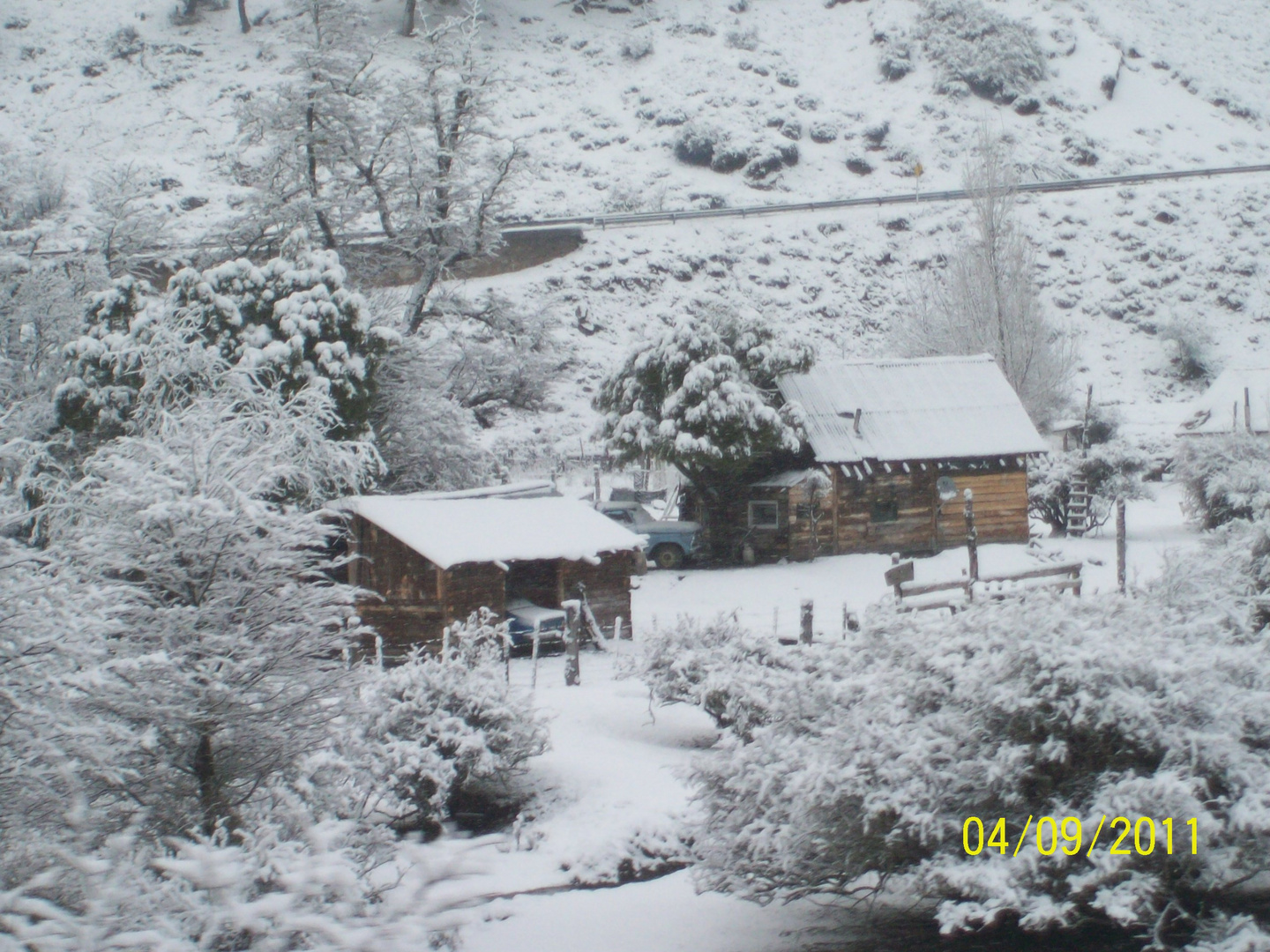 casas mapuches nevadas