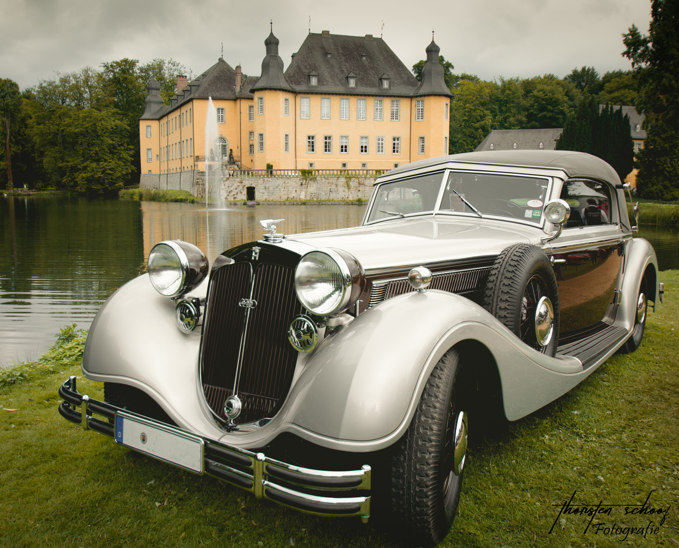 castle and car