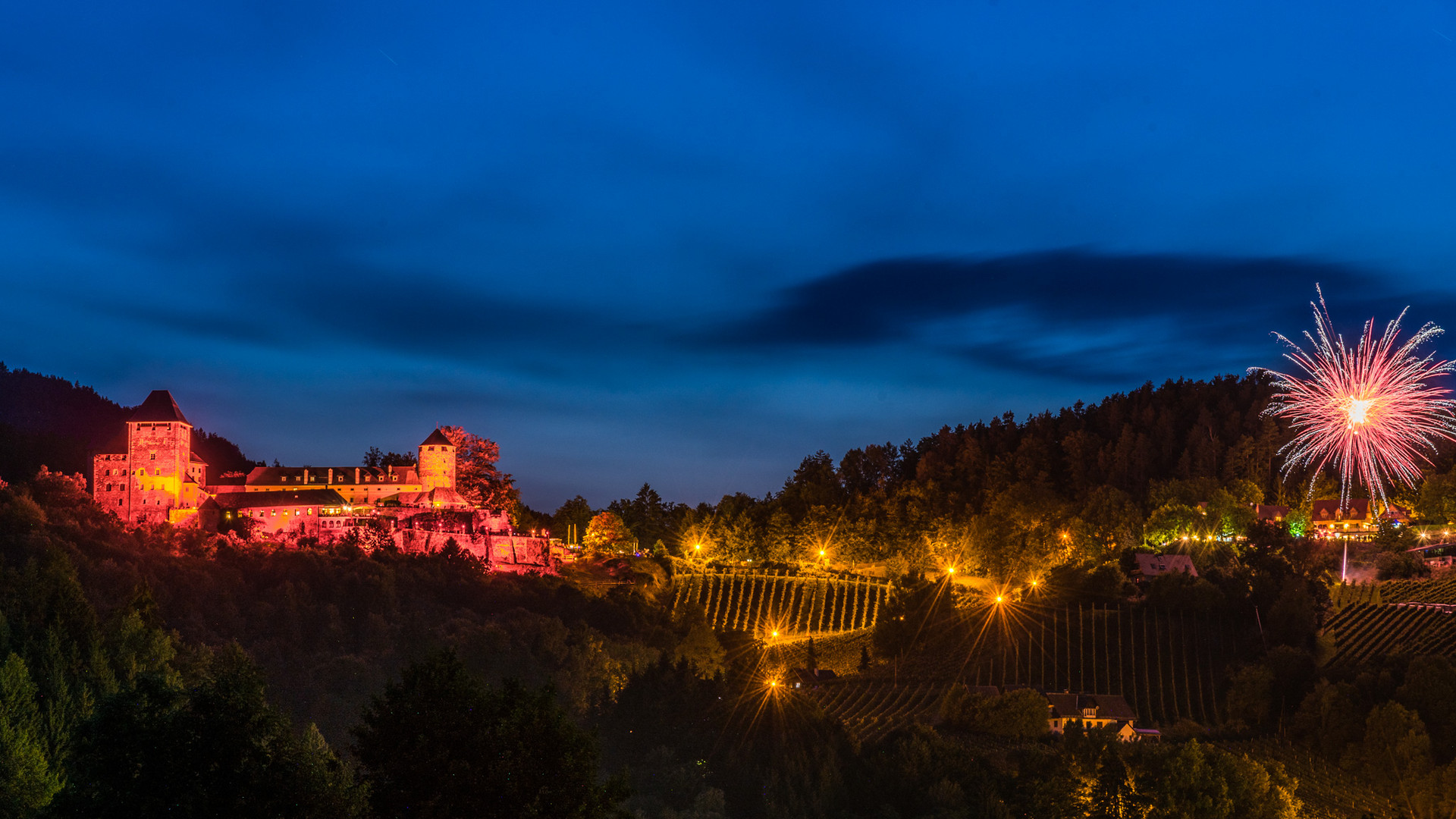 Castle and fireworks