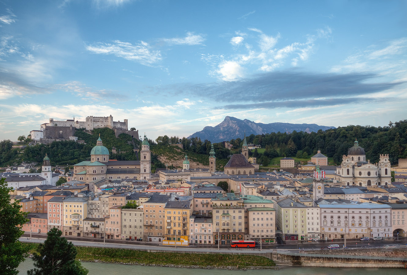 Castle Hohensalzburg and Old City in Morning