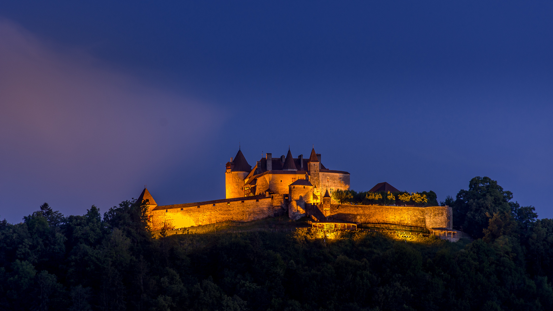 Castle of Gruyères by night
