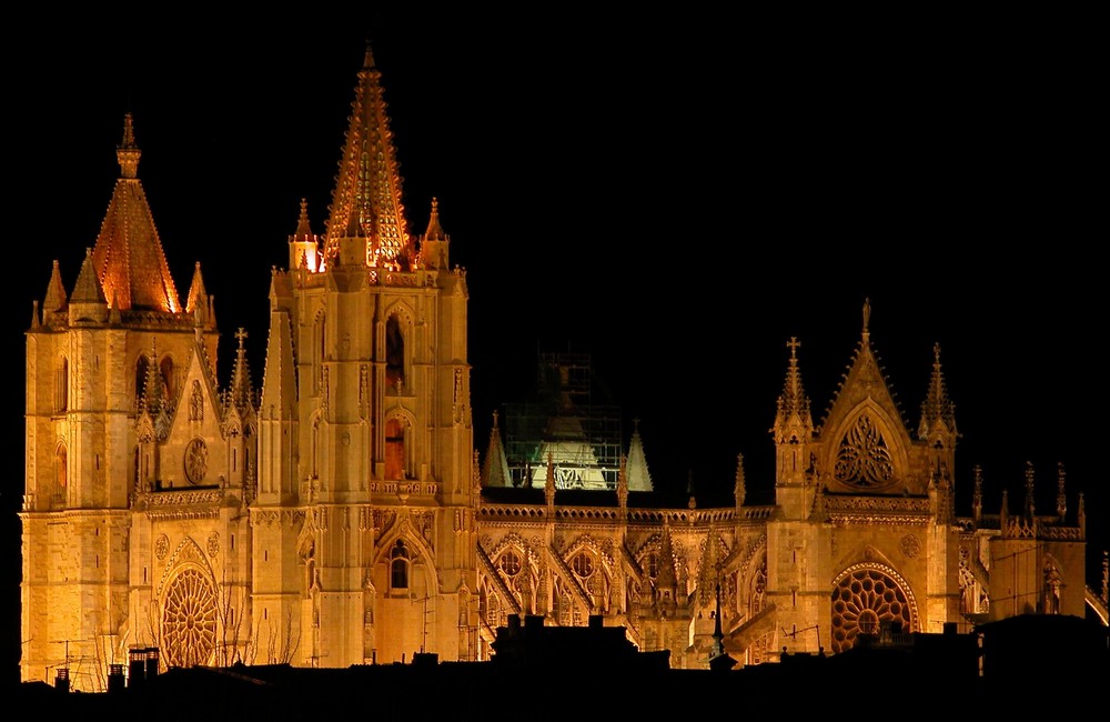 Catedral de León, nocturna