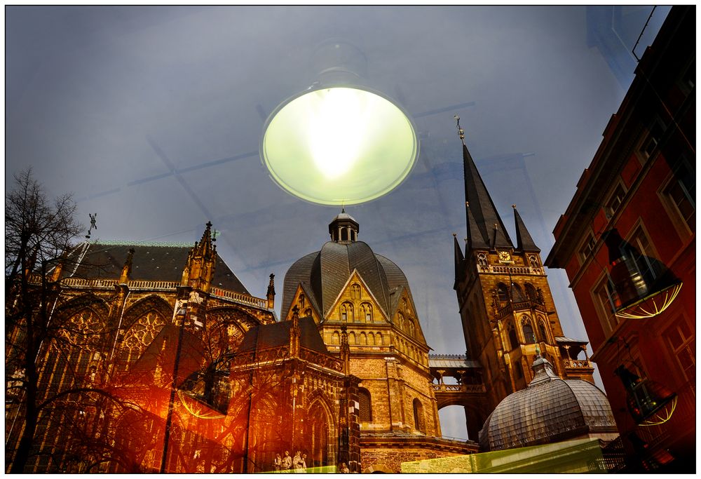 Cathedral in Aachen (Window reflection)
