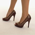 Catwalk Pumps Highheels Peeptoes Gold bordeaux Nieten