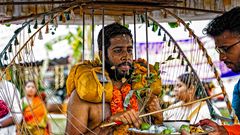 Cavadi Devotee at festival of pain in Ipoh Malaysia