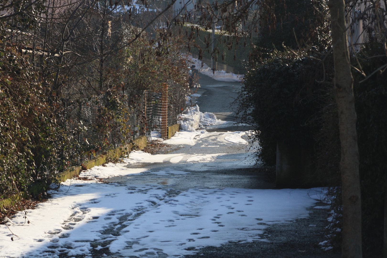 Cavallasca's street with snow