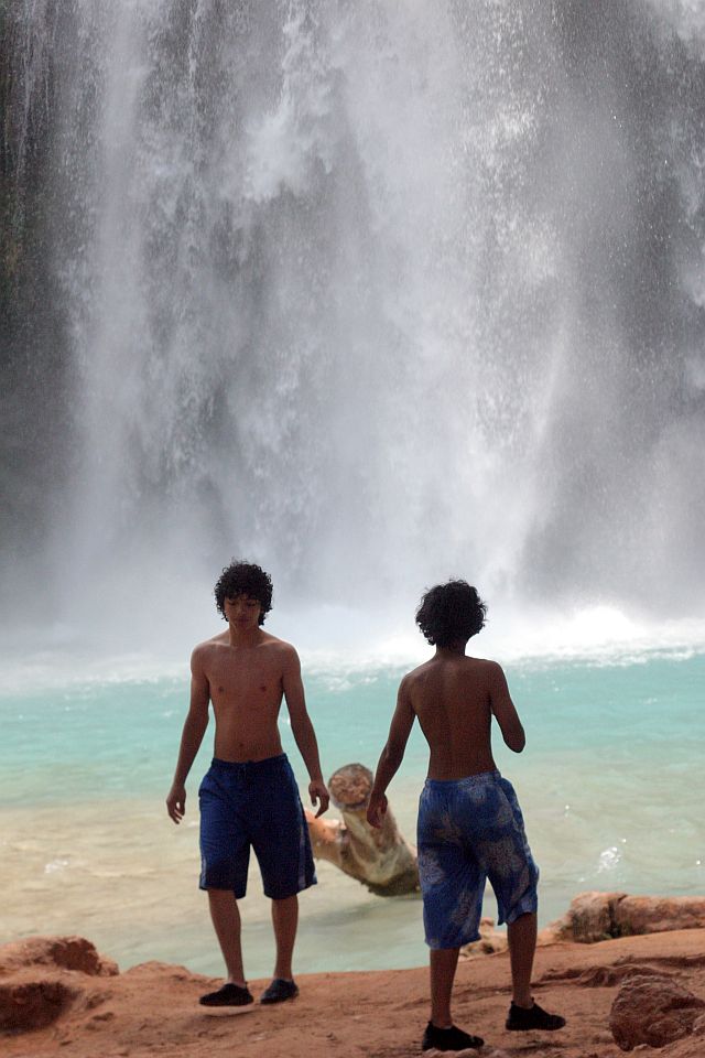 Cavorting in the Spray of Havasu Falls Grand Canyon Arizona